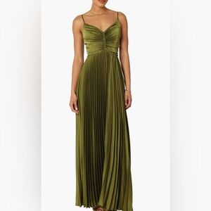 Nordstrom Petal & Pup Olive Green Pleated Gown